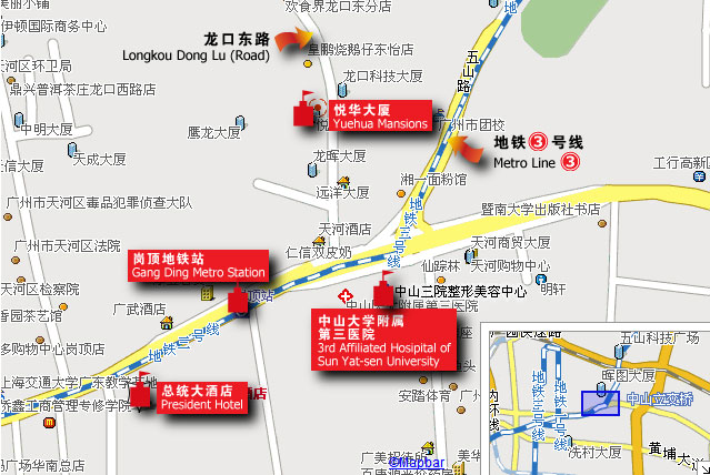地图：总统大酒店至悦华大厦